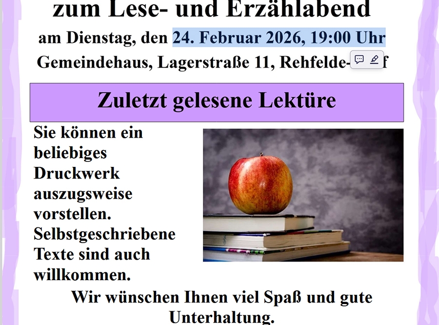 Thumbnail: Lese- und Erzählabend