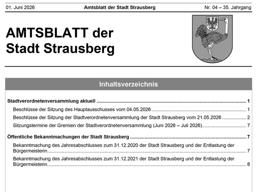 Thumbnail: Amtsblatt Strausberg