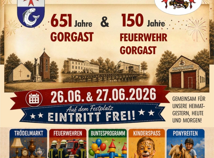 Thumbnail: Gorgast Feiert Doppel Jubiläum 651 Gorgast + 150 Jahre Feuerwehr Gorgast