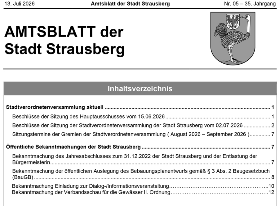 Thumbnail: Amtsblatt Strausberg