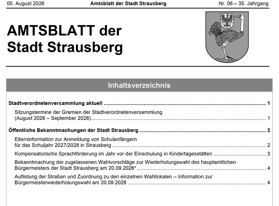 Thumbnail: Amtsblatt Strausberg