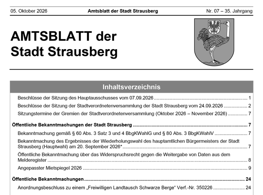 Thumbnail: Amtsblatt Strausberg